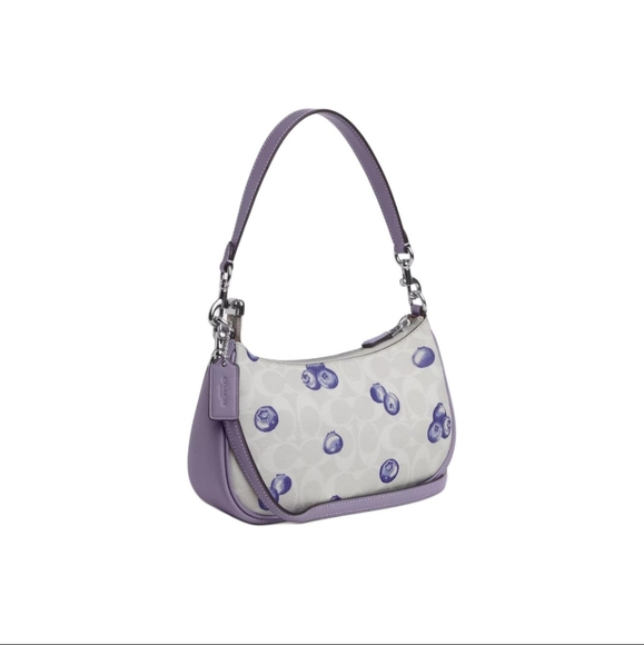 Teri Shoulder Bag In Signature Canvas With Blueberry Print - Picture 2 of 15